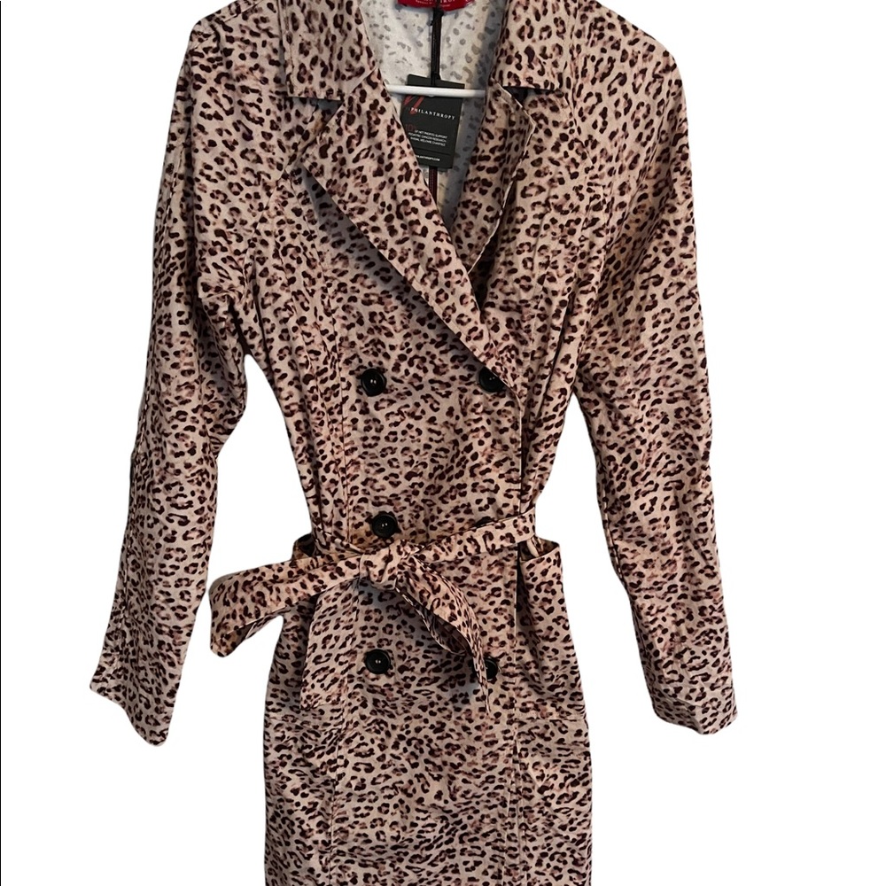 NWT n:Philanthropy Electric SEXY TRENCH COAT in Blossom Leopard Sz Small